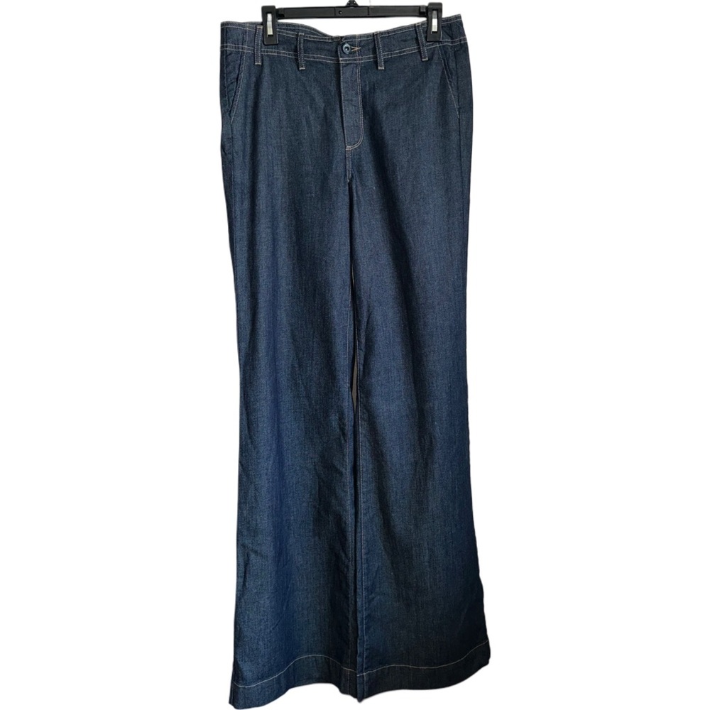 Paige Dark Blue Wide-Leg Jeans